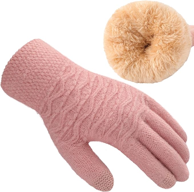Trifabricy Winter Gloves for Women, Warm Fleece Lined Womens Gloves, Knit Glove for Women, Touchscreen Glove for Cold Weather