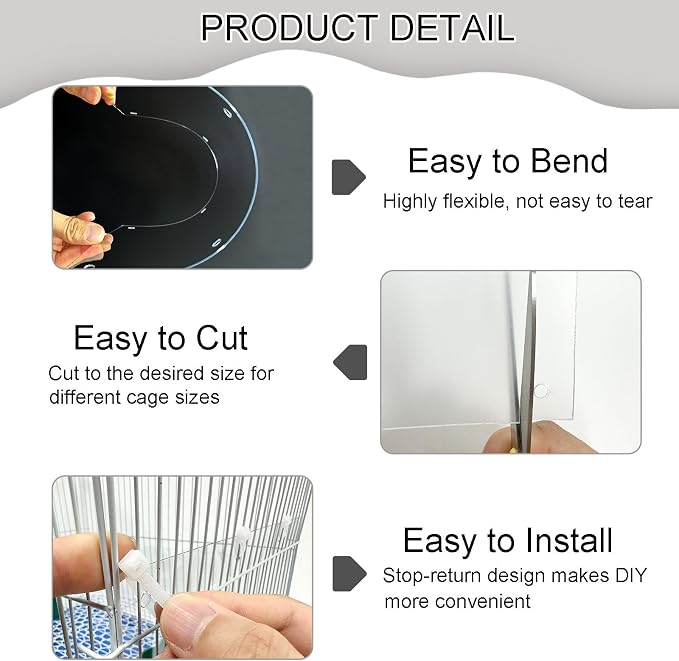 Pet Cage Liner Protection, Rabbit Cage Plastic Panels, 12 PCS Cage Urine Guard for Rabbit, Guinea Pig, Hamster, Hedgehog, Chinchilla, Ferret, Bunny - Transparent, 11.8"x7.9"