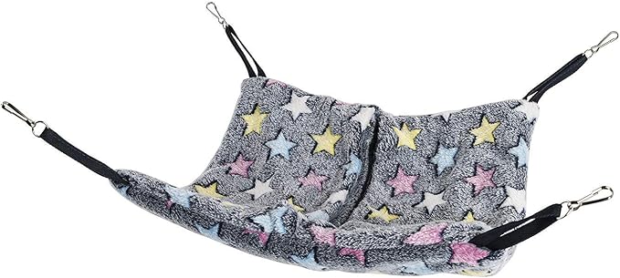 Niteangel Hanging Hammock Nap Sack Swing Bag Pet Sleeper for Ferret Rat Sugar Glider and Other Small Animals (Blue, Star)