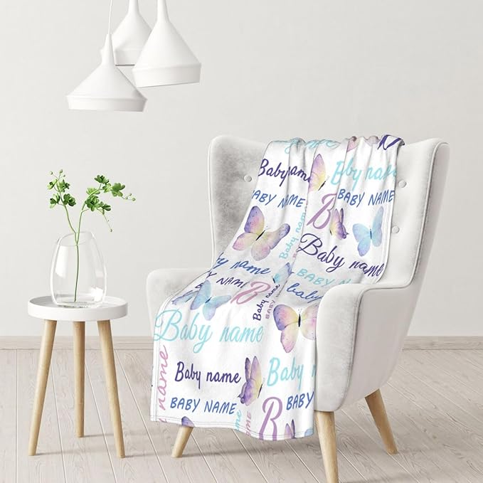 Personalized Baby Blankets for Girls Boys, Custom Baby Blanket with Name, Customized Baby Blanket Gifts for Kids Newborn for Birthday Christmas