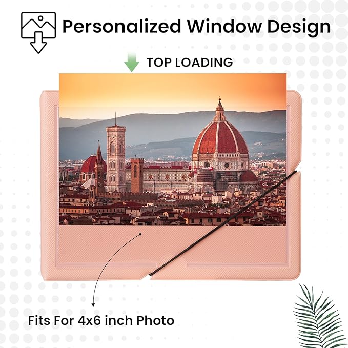 Lifting Small Photo Album 4x6 Holds 40 Photos with Customizable Cover，Mini Leather Picture Album Book for Wedding，Family，Baby Memories (Pink)
