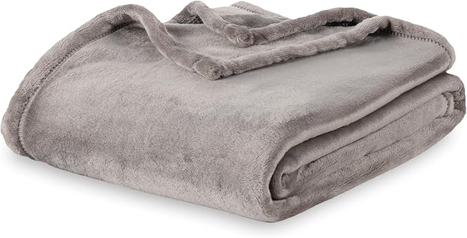 Berkshire Blanket Classic VelvetLoft® Solid Bed Blanket,King Size Bed Blanket,Lightweight Soft Fuzzy Plush Blanket for Bed and Couch,Charcoal Gray,90x108 Inches