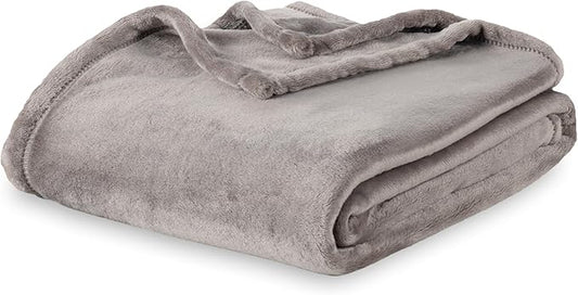 Berkshire Blanket Classic VelvetLoft® Solid Bed Blanket,King Size Bed Blanket,Lightweight Soft Fuzzy Plush Blanket for Bed and Couch,Charcoal Gray,90x108 Inches