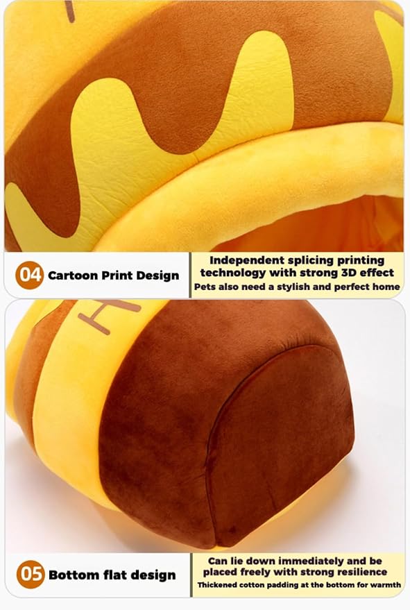 Rabbit Honeypot Bed House - Bunny Hideout Warm Fleece Cuddle Cup Snuggle Sack with Removable Cushion Guinea Pig Hideout Sleeping Cave for Rabbit Guinea Pig Ferret Chinchilla