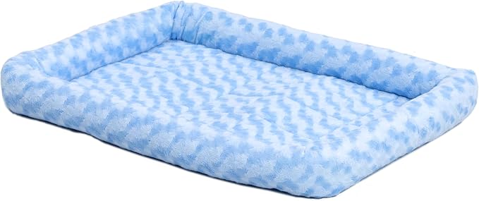MidWest Homes for Pets QuietTime Fashion Dog Bed - Blue Faux Fur Bolster, Ultra-Soft and Machine Washable, Fits 24-Inch Crates and Carriers, for Small Breed Dogs