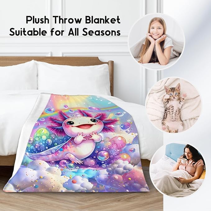 Axolotl Blanket Gifts Girls Blankets for Kids - 30x40 Inches Soft Cute Throw for Toddler