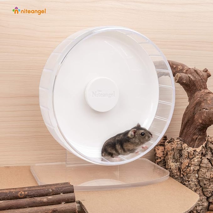 Niteangel Super-Silent Hamster Exercise Wheel: Quiet 8.2 inch Running Wheel | Can 9.1-11.8" Adjustable Height - No Bend Back Spinner Running for Dwarf Syrian Hamster Gerbils Mice Or Other Small Animal
