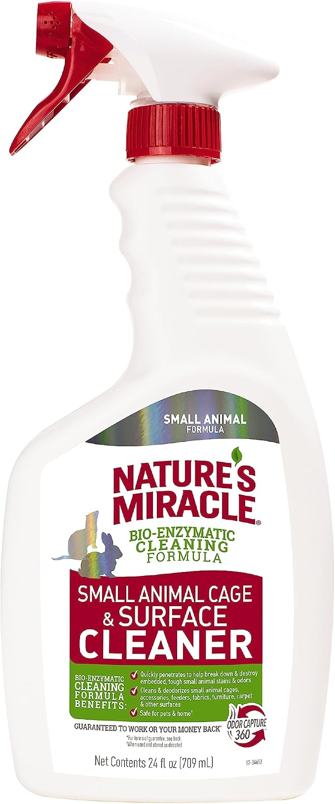 Nature's Miracle Small Animal Cage & Surface Cleaner, 24 oz | Bio-Enzymatic Formula Helps Break Down Tough Stains & Odors, Cleans & Deodorizes Cages & Accessories, Safe For Pets and Home*