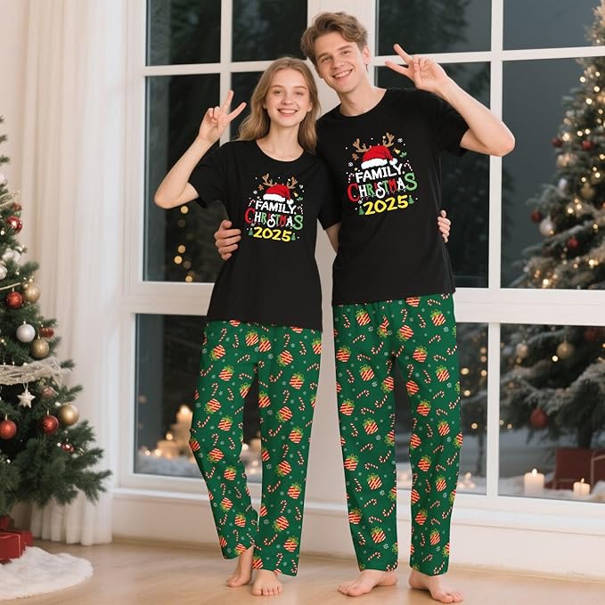 Family Christmas Pajamas Matching Sets Holiday Xmas Party Family Sleepwear Set Jammies for Couples