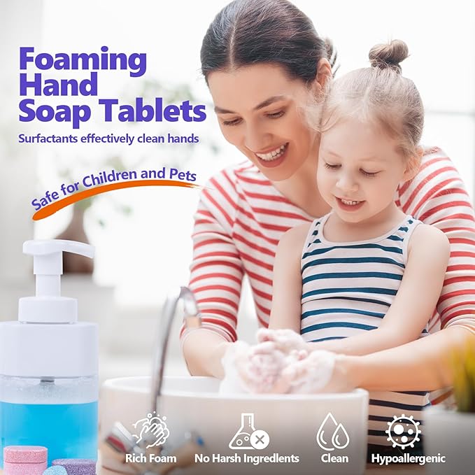 USKICH 48 Pack Foaming Hand Soap Tablet - Eco Friendly Cleaning Products,Variety Scents Refills Soap Tablets (48x8 Fl oz bottles)