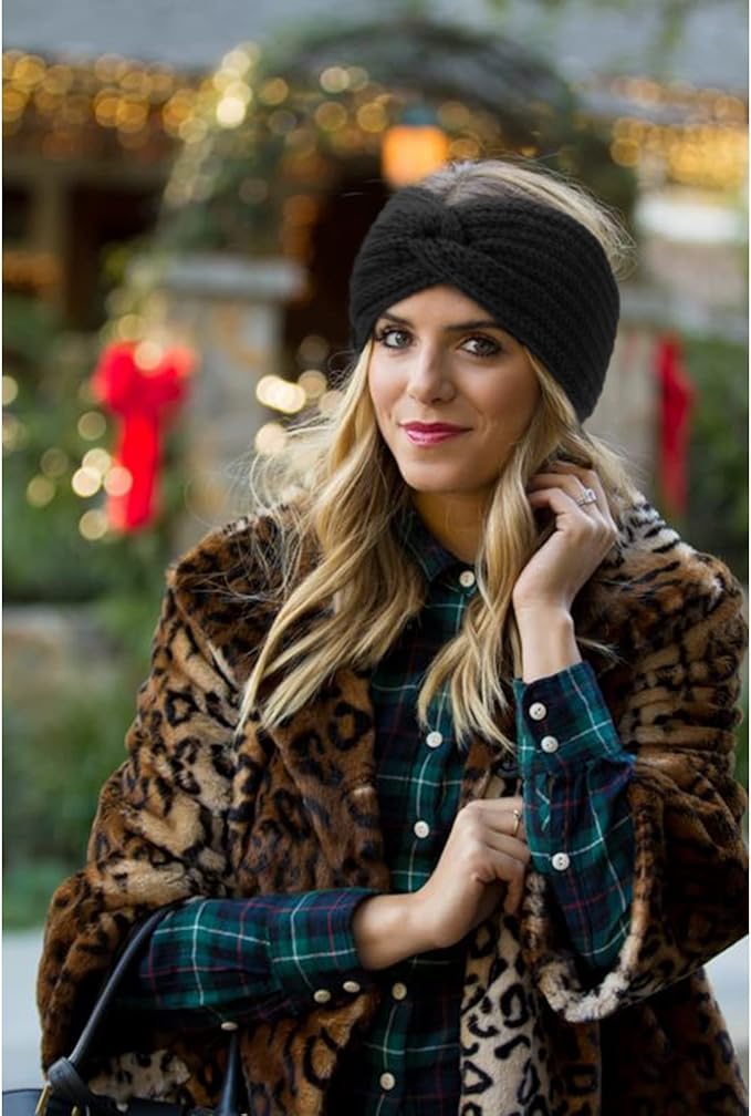 DRESHOW Winter Knit Chunky Headbands for Women Crochet Turban Knitted Ear Warmer Fashion Head Wrap 6 Pack