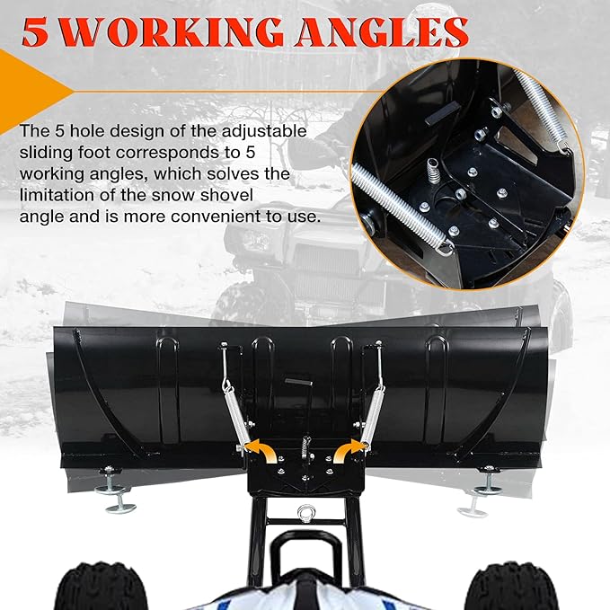 DING.PAI Universal Snow Plow Kit Heavy Duty Steel Square Push Snow Blade Adjustable for Pickup Trucks UTV ATV Arctic Cat Access Honda Aeon Crossland 45 Inch