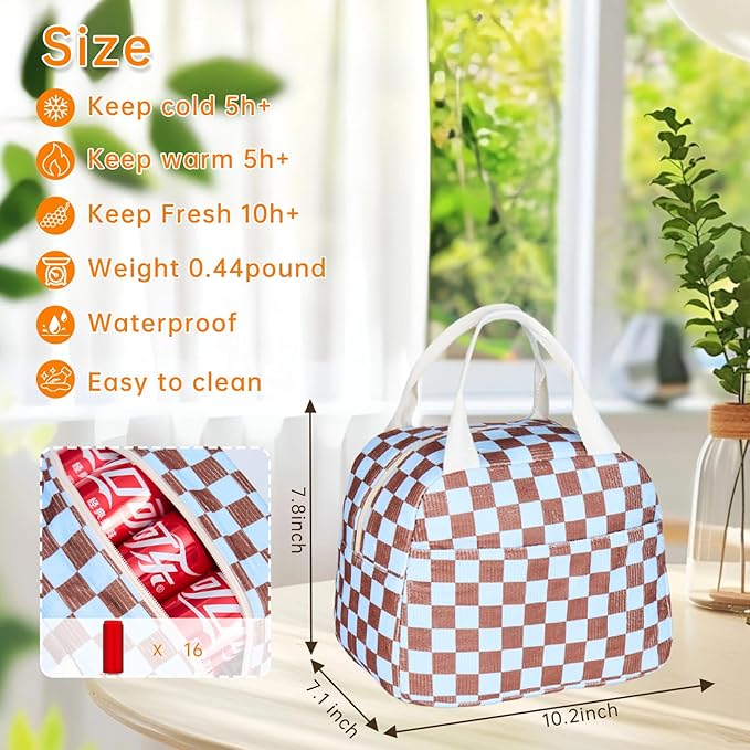 Lunch Bag for Women Men Girl,Large Cute Corduroy Lunch Tote Bags - Reusable Insulated Lunch Box for women with Handle, Leakproof WaterProof Design for Office, School, Work,Picnic.