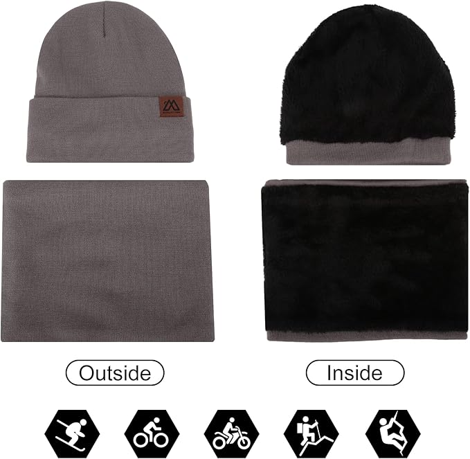 mysuntown Winter Beanie Hat Scarf and Touch Screen Gloves 3-Piece Set, 2025 Cold Weather Knit Fleece Lined Warm Unisex Sets