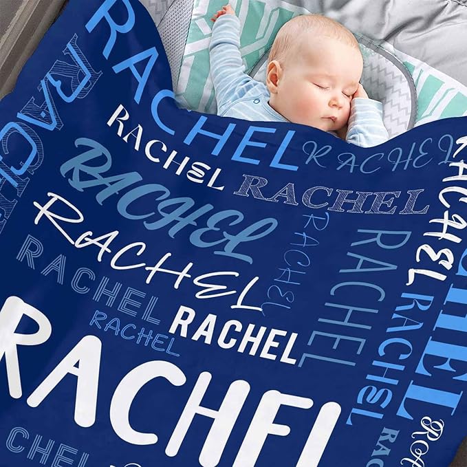 Ship Next Day, Custom Name Blanket, Personalized Baby Blanket for Girls, Baby Blankets with Name Ultra-Soft Cozy Fleece Blankets Gifts for Boys & Girls Kids Teen Girl New Mom