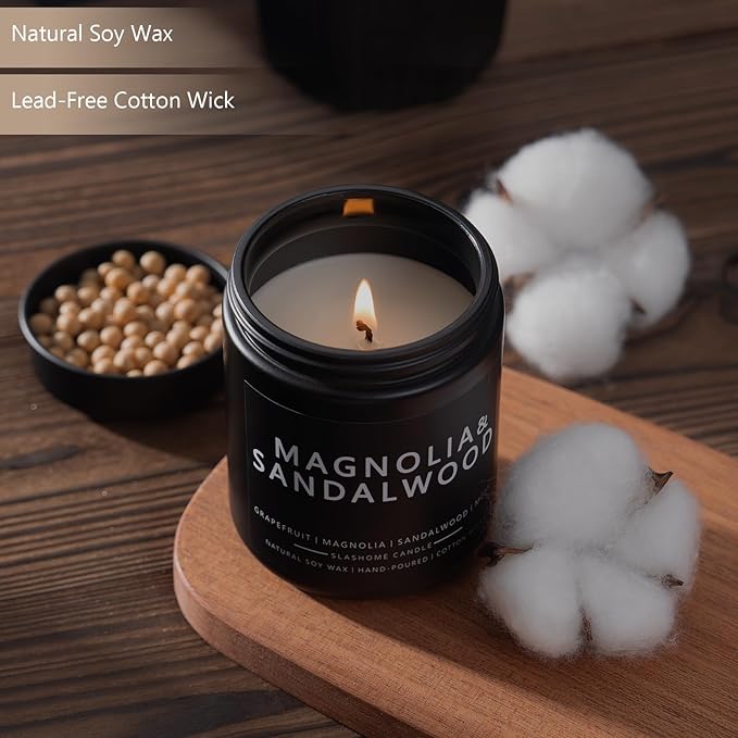 Candles for Men, Magnolia&Sandalwood Candle for Home Scented, 50+ Hour Lasting Candles, Soy Candle s Not Toxic, Perfect Gifts for Men-Birthday, Anniversary and Thanksgiving, etc., 7 Oz