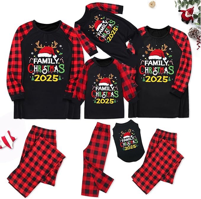 TEERAPHIQUE Christmas Pajamas for Family,Family Holiday Pajamas Matching Sets,Xmas Jammies for Couples