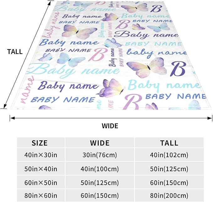 Personalized Baby Blankets for Girls Boys, Custom Baby Blanket with Name, Customized Baby Blanket Gifts for Kids Newborn for Birthday Christmas