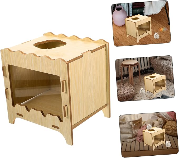 SUPVOX Hamster Digging Box Toy Wooden Nest Thick Bedding Creative Hideout for Small Pets Fun Hamster Plaything for Cage Accessories