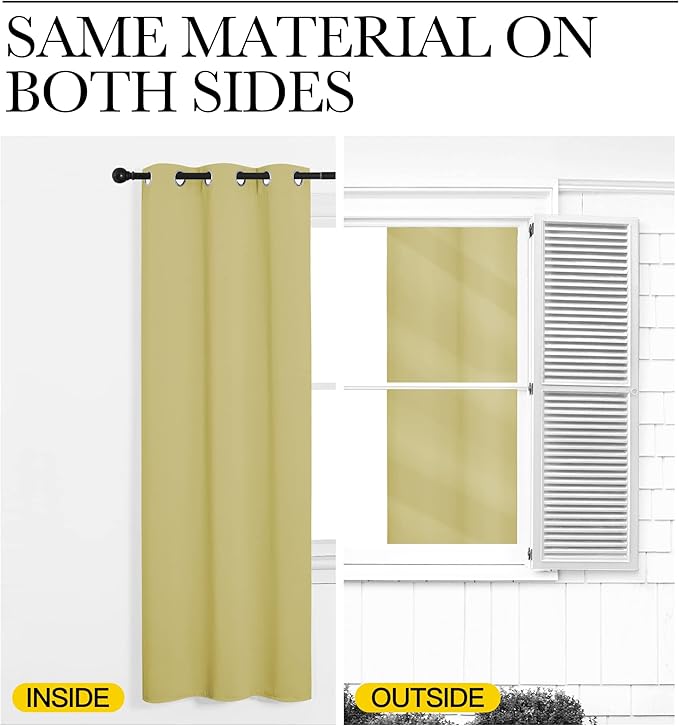 NICETOWN Bedroom Curtain Panels Blackout Draperies, Thermal Insulated Solid Grommet Blackout Curtains/Drapes (Paler Yellow, 1 Pair, 34 by 72-inch)