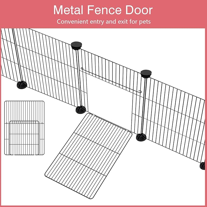 VISCOO 12 Panels Small Animal Playpen, 48" x 24" x 16" Guinea Pigs Cages | C&C Cage for Guinea Pigs with Waterproof Mat, Puppy Play Pen, Bunny Playpen, Indoor Outdoor Portable Metal Wire Yard Fence