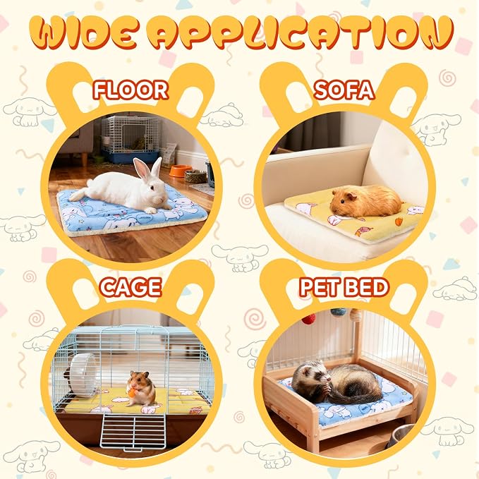 2 Pcs Guinea Pig Bed, Washable Rabbit Bunny Bed Mat Soft Small Animal Winter Bed Pads Sleeping Pads for Rat Chinchilla Hedgehog Hamster Squirrel Ferret (13 x10 inch)