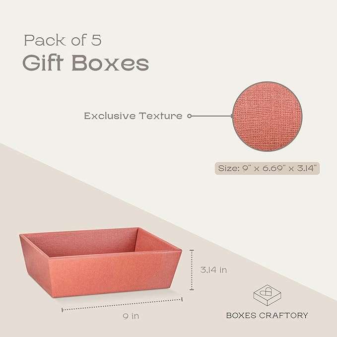 Pack of 5 Baskets for Gifts - Empty Gift Baskets Ideal for Christmas Gifts and Decorative Trays for Home | 9" x 6.69" x 3.14" Corten Silk