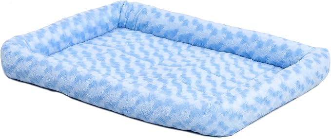 MidWest Homes for Pets QuietTime Fashion XS Dog Bed - Blue Faux Fur Bolster, Ultra-Soft and Machine Washable, Fits 22-Inch Crates and Carriers, for Small Dogs and Cats