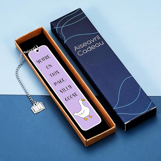 Goose Bookmark for Women Gifts for Her Him, Cute Bookmarks for Book Lovers Bookish Funny Gifts Metal Bookmark for Bookworm Bookmate Book Reading Accessories for Book Club Birthday Christmas Valentines