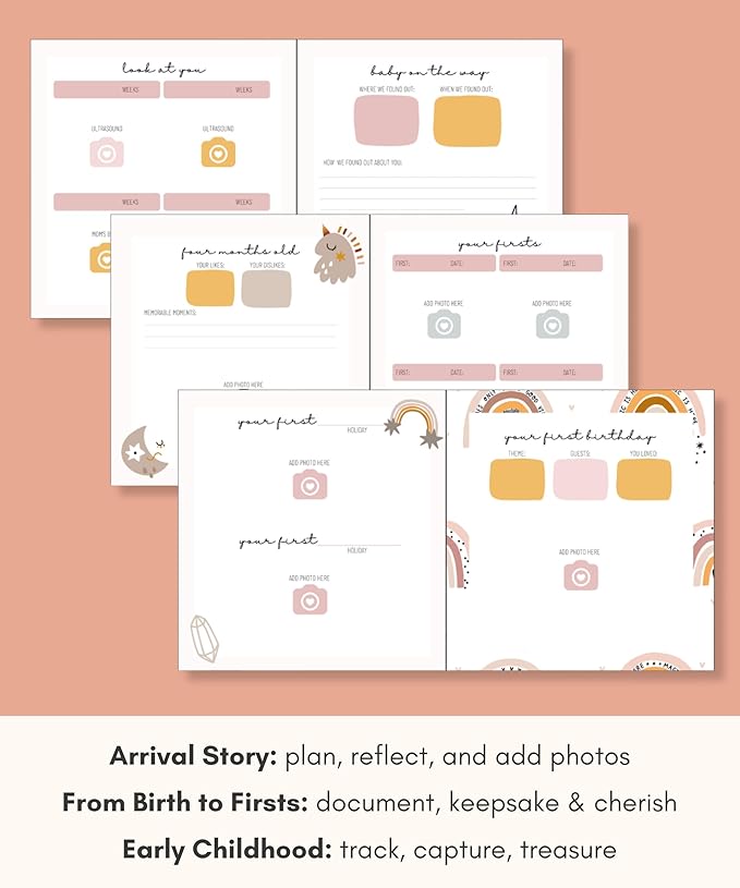 Lamare Baby Memory Book – Baby’s First Year Keepsake Journal, Baby Milestone Book, & Baby Scrapbook