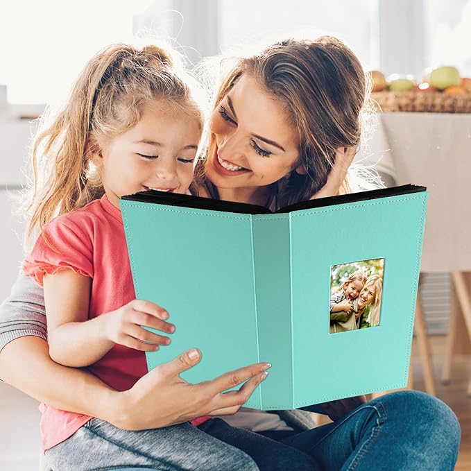Ywlake Photo Album 4x6 300 Pockets, Leather Photo Albums Holds 300 Horizontal Only Pictures Teal