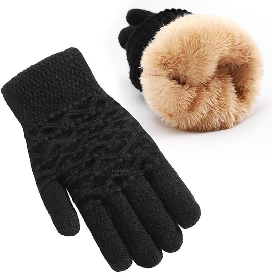 Trifabricy Winter Gloves for Women, Warm Fleece Lined Womens Gloves, Knit Glove for Women, Touchscreen Glove for Cold Weather