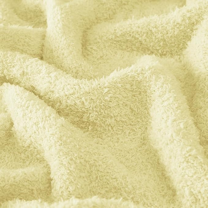 CYMULA Knit Throw Blanket for Couch Yellow - Super Soft Lightweight Plush Fuzzy Fluffy Cozy Blankets and Throws for Sofa Bed, 50 x 60 inches