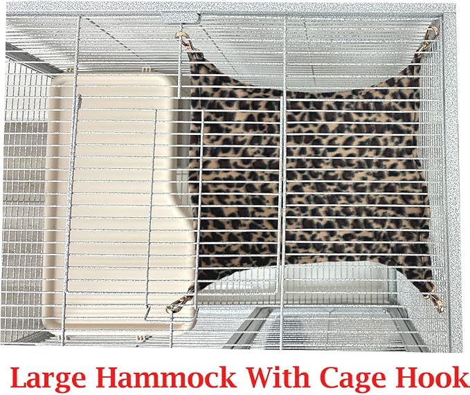 Deluxe 2-Levels Large Small Animal Critter Cage On Wheels | Tight 1/2-inch Wire Spacing, Durable Large Front Doors, For Ferret Hammock Chinchilla Cat Sugar Glider, Home Storage Shelf