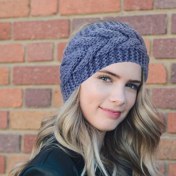 DRESHOW Winter Knit Chunky Headbands for Women Crochet Turban Knitted Ear Warmer Fashion Head Wrap 6 Pack