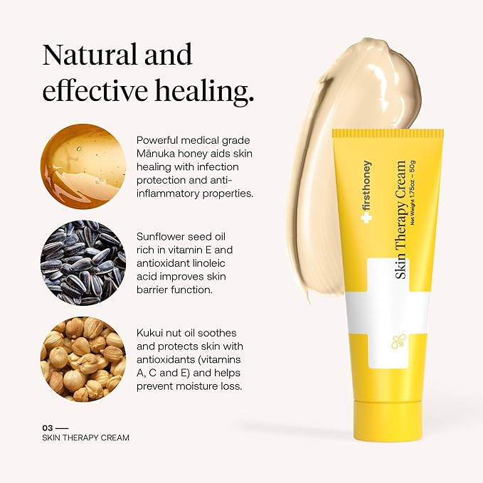 FIRST HONEY® Manuka Honey Cream for Dry & Itchy Skin | Fast Relief for Eczema, Rosacea, Psoriasis, & Dermatitis | Natural & No Fillers | Safe for Babies & Toddlers | 3.5 oz