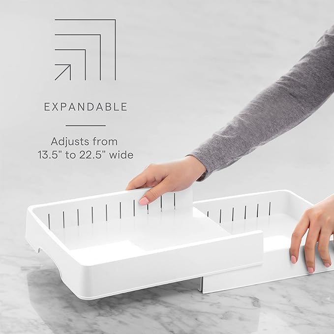 YouCopia StoraLid Food Container Lid Organizer, Expandable with Tall Dividers, White