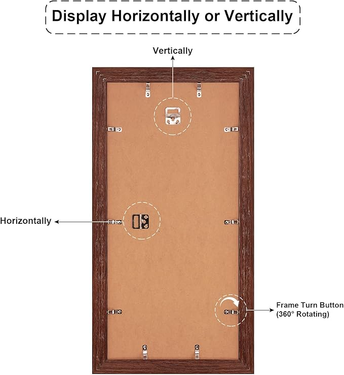 11x23 Picture Frame Display 5 opening 5x7 and 8x10 Picture Frame Collage,Multi Photo Frame with Mat,Plexiglass,Horizontal and Vertical Formats for Wall Decor,Walnut Wood Grain