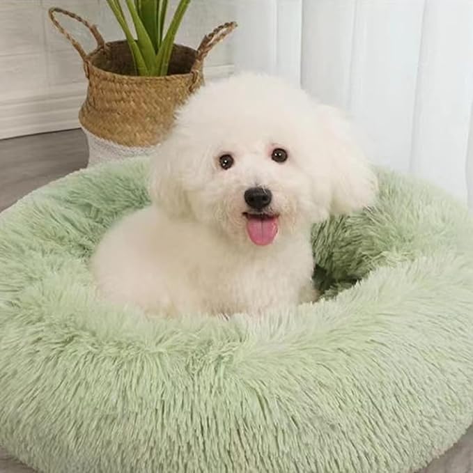 Nisrada Dog Bed for Small Medium Large Dogs Cats, 20 inch Calming Washable-Round Cozy Soft Pet Bed for Puppy and Kitten with Slip-Resistant Bottom