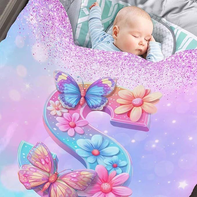 D-Story Ship Next Day, Personalized Baby Blanket with Name, Custom Baby Blanket for Kids, Butterfly Blankets in Easter Personalized Baby Gifts for Infant Newborn Shower
