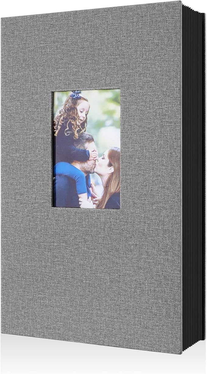 Ywlake Photo Album 4x6 300 Pockets, Linen Photo Albums Holds 300 Horizontal Pictures Only Grey