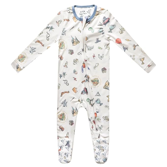 Copper Pearl Zip-Up Footie Baby Pajamas: Ultra-Soft Boys & Girls Pajamas, Premium Knit Fabric in Stylish Prints, Tag-Free with Two-Way Zipper, Sized Newborn to 24 Months, Wizarding World