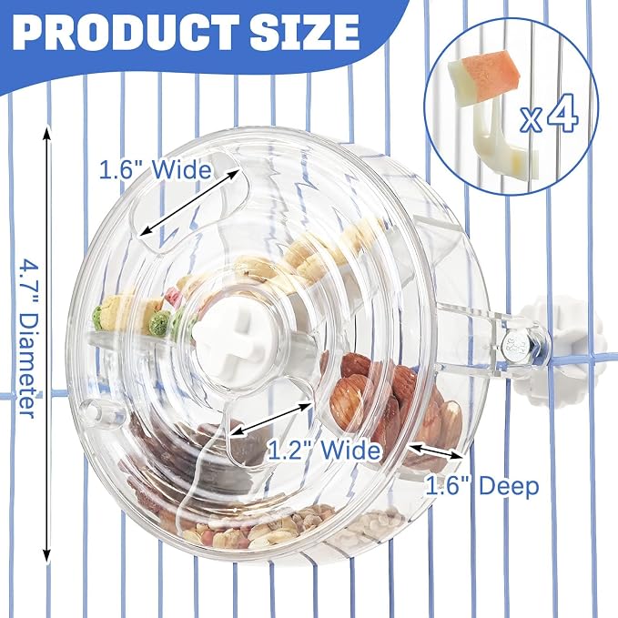 BNOSDM Bird Foraging Toy Creative Feeder Systems with Seed Food Rotating Wheel for Enrichment & Training Parrot Puzzle Toys Ideal for Small and Medium Cockatiel Parakeet ConureWhite