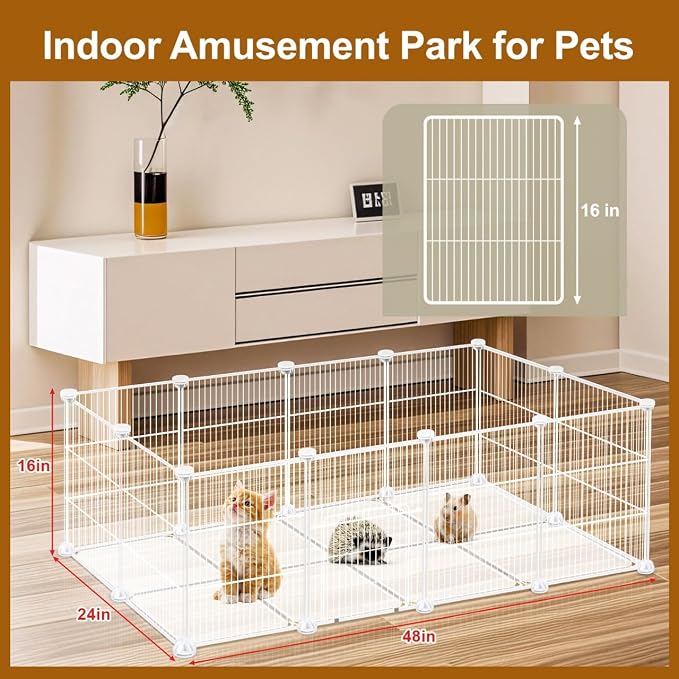 VISCOO 20 Panels Small Animal Playpen, Pet Playpen, Guinea Pigs Cages | C&C Cage, Rabbit/Bunny Cage, Puppy Play Pen, Indoor Outdoor Portable Metal Wire Yard Fence(White)