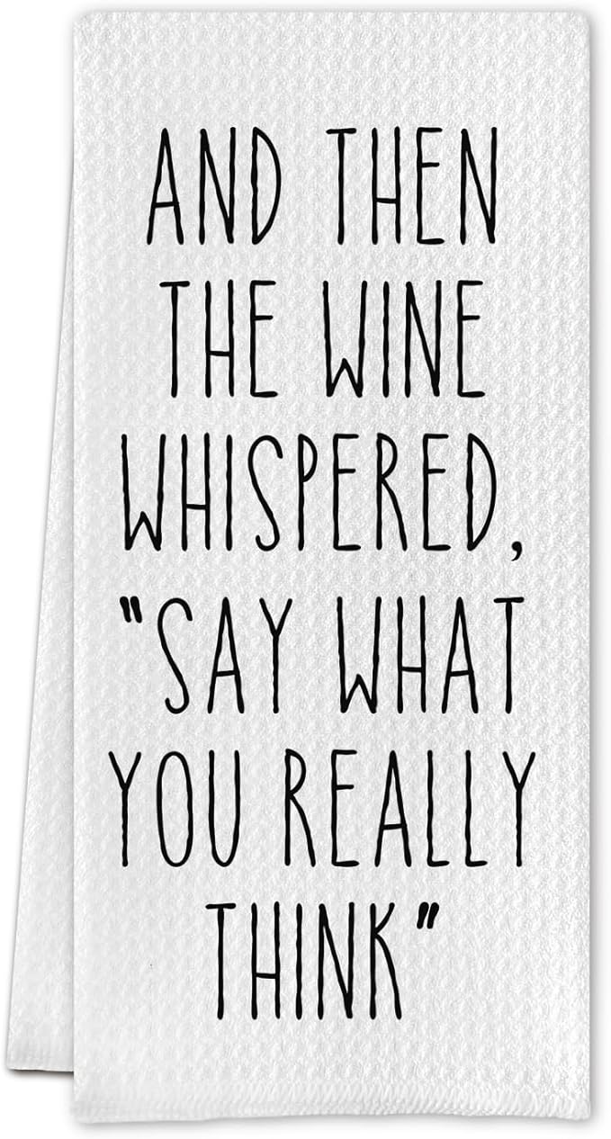 Wine Lovers Dish Towel - Funny Decorative Waffle Weave Kitchen Towels, Tea Hand Towel for Women, Housewarming Gift,16 X 24