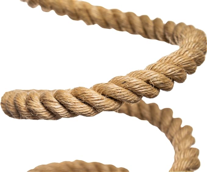 Boing Rope Perch for Parrots, Bendable Natural Sisal Spiral Hanging Bungee Perch with Stainless Steel Mount, Cotton Alternative Cage Accessory, Perch for Cockatiels, Parakeets, Doves, Budgies (6 ft)