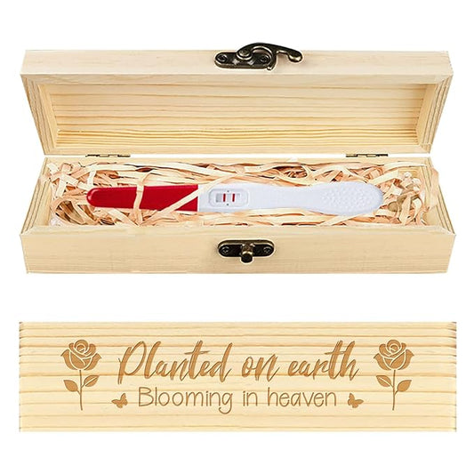 CHGCRAFT Lost Baby Sympathy Gift Keepsake Box Rose Butterfly Flowers Wooden Loss of Baby Sympathy Gifts Box with Raffia Ribbon and Lock Announcement Gifts for Mom Dad, 8x2x1.2 inch
