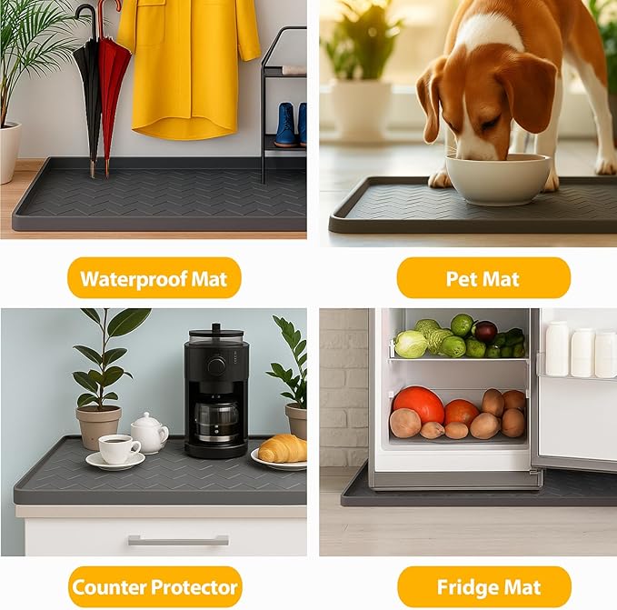 TigeJoy 28" x 19" Under Sink Mats for Kitchen Waterproof, Leak-Proof Silicone Mat Sink Protector and Cabinet Liner, Kitchen Essentials Organizer and Storage, Boot or Shoe Tray, Pet Feeding Mat