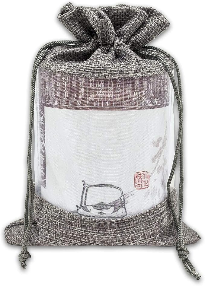12-Pack Medium Linen Burlap & Organza Gift Bags w. Drawstrings (5x7 in, Gray) - Party Favors, Presents, Samples & Treats Mesh Pouch by The Display Guys