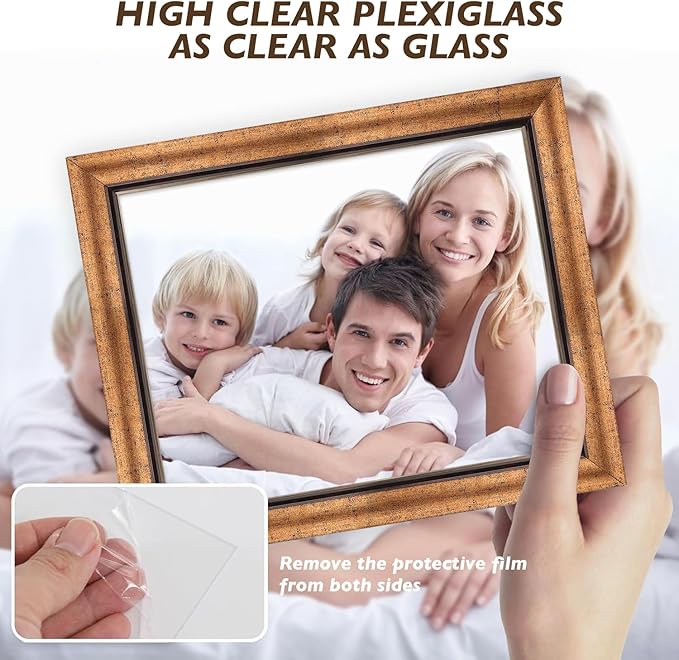 XUANLUO 5x5 Picture Frames Set of 4 Rustic Retro Photo Frame with HD Plastic Cover for Wall Mount and Tabletop Display Family Friends Wedding Gift